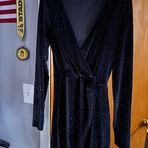Black Sparkly Wrap Dress